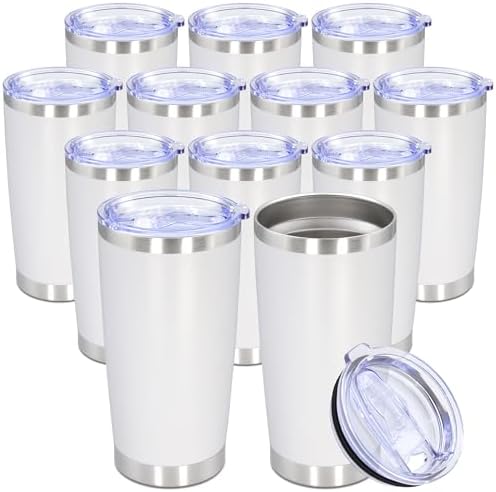 20oz Tumbler Stainless Steel Tumbler Coffee Tumbler with Lid White, 12P