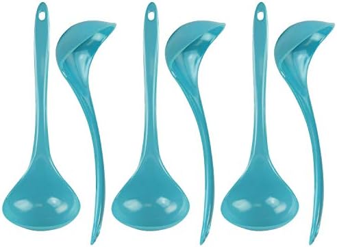 Reston Lloyd Melamine Soup Ladle Kitchen Utensil, Premium Quality Utensil with Heat Resistant Ergonomic Handle, Durable BPA-Free Plastic, 10.5 inch long, 6pc Set, Aqua-Blue