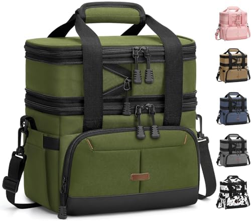 Pritent Lunch Box for Men Women Double Decker Insulated Lunch Bag for men