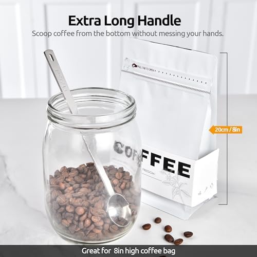 U-Taste Coffee Scoop 1 Tablespoon: 18/8 Stainless Steel Measuring Scooper for Ground Coffee, Bean, Powder, Espresso, 6.9in Long Handle Metal Meaure Spoon for Canister, Jar (1Tbsp/15ml, Silver)