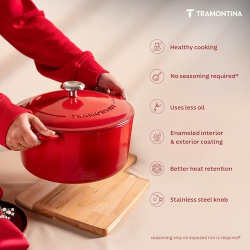 Tramontina Bestow Enameled Cast Iron 5.5-Qt Round Dutch Oven Pot with Lid