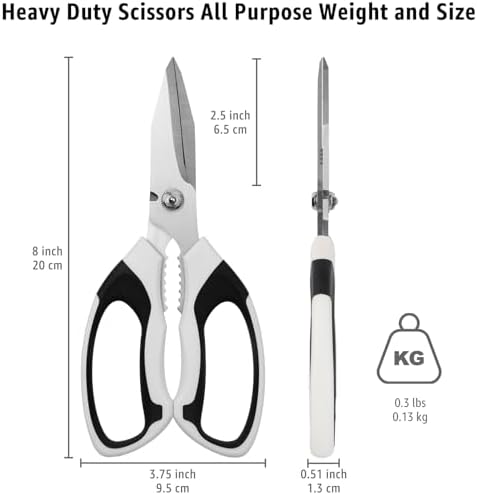 BoFuYuan Utility Scissors All Purpose heavy duty 8-Inch White