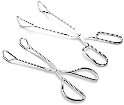 Hiash 9-Inch and 11-Inch Heavy Duty Stainless Steel Kitchen Tongs - Comfortable Ergonomic Grip, Scissor Design, Heat Resistant for BBQ and Cooking