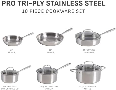 T-fal Pro Tri-Ply Stainless Steel 10-Piece Induction Cookware Set