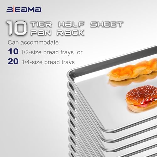 BIEAMA 10-Tier Sheet Pan Rack, NSF Aluminum Bun Pan Rack