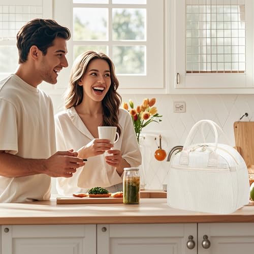 Carry bloom Lunch Box for Women, Insulated Lunch Bag Cute Corduroy Lunchbag