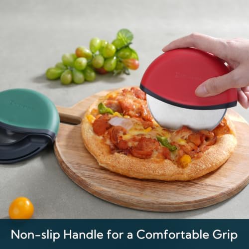 KITCHENDAO Pizza Cutter Wheel with Cover, Detachable, 4 Inch Blade, Red