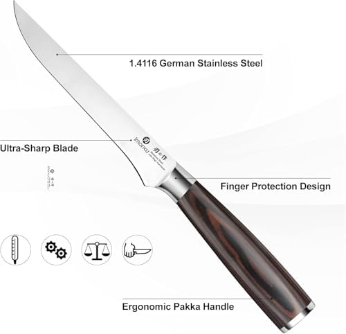 imarku Fillet Knife 6 Inch, German High Carbon Stainless Steel Boning Knife
