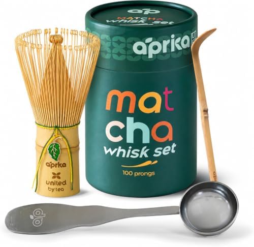 Matcha Whisk Spoon Set, Bamboo Chasen with Stainless Steel Measuring Spoon and Chashaku Scoop for Japanese Tea Ceremony