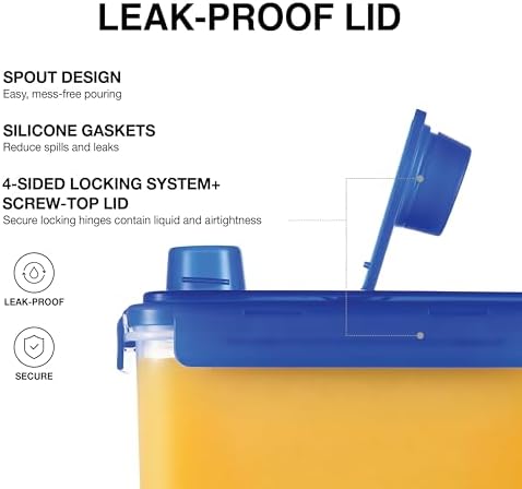 LocknLock Aqua Fridge Door Water Jug with Handle BPA Free Plastic Pitcher with Screw Top Lid Perfect for Making Teas and Juices, 1 Gallon, Blue (Pack of 6)
