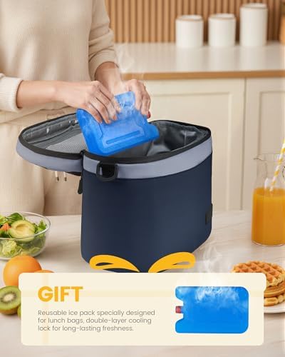 LOVEVOOK Insulated Lunch Box for Women Men, Reusable Lunch Bag for Work Picnic Beach College School, Leakproof Cooler Bag with Shoulder Strap & Ice Pack, Lunch Box/Bag for Mom Teacher Kids Girl Boy