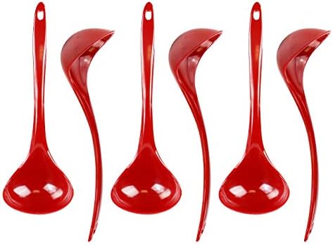 Reston Lloyd Melamine Soup Ladle Kitchen Utensil, Premium Quality Utensil with Heat Resistant Ergonomic Handle, Durable BPA-Free Plastic, 10.5 inch long, 6pc Set, Red