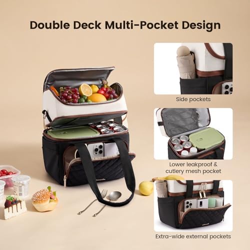 LOVEVOOK Insulated Lunch Box for Women,Large Double Deck Adult Lunch Bag