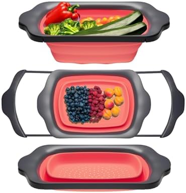 Comfify Coral XL Collapsible Silicone Over Sink Colander – 6 Quart