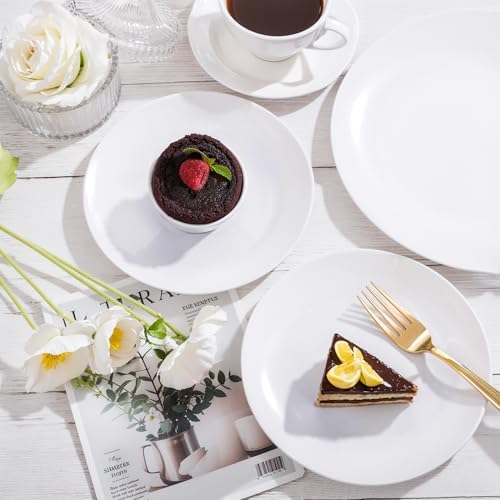 Nervure 100Pcs White Plastic Plates - 7.5″ Disposable White Dessert Plates