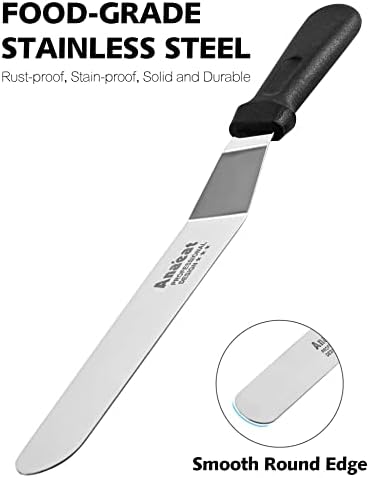 Anaeat Icing Spatula, Professional Cake Angled Offset Spatula with 12" Stainless Steel Blade - Thickened Frosting Knife with Durable Plastic Handle for Cake Decorating, Pastry & Baking