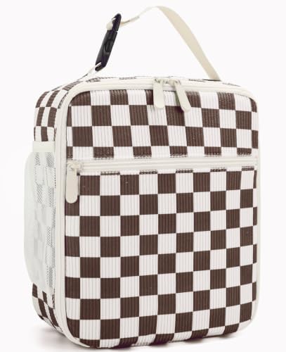 Lunch Box for Women Men Adult Insulated Lunch Bag Women Men Small Reusable Lunchbox for Work Picnic Travel (Coffee Stripes)