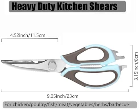2 Pcs Heavy Duty Kitchen Shears for Food, Come Apart Design & Dishwasher Safe, Multi-function Kitchen Scissors set, Stainless Steel Food Cooking Scissors, No Magnetic Holder