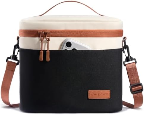 LOVEVOOK Insulated Lunch Box for Women Men, Reusable Lunch Bag for Work Picnic Beach College School, Leakproof Cooler Bag with Shoulder Strap & Ice Pack, Lunch Box/Bag for Mom Teacher Kids Girl Boy