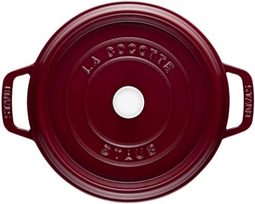 STAUB La Cocotte 6.75L Enamel-Coated Round Cast Iron Cocotte with Nickel Knob Lid - All Cooktops, Made in France, Bordeaux