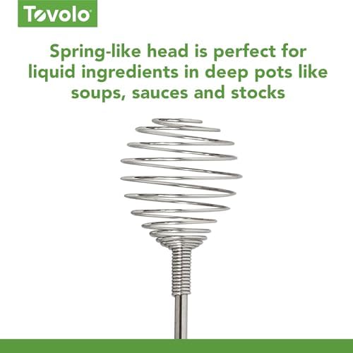 Tovolo Spring Whisk Stainless Steel 10 Inch Galaxy Coil Whisker for Cooking Blending Mixing Stirring Whipping Whisking and Beating, Easy to Clean Dishwasher Safe Frother Stirrer Blender Coil Whisk