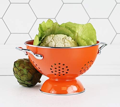 Calypso Basics by Reston Lloyd Powder Coated Enameled Colander, 1.5 Quart, Orange