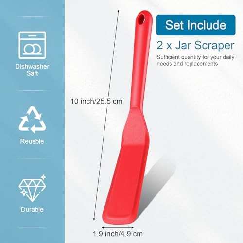 Zopeal 2 Pcs Crepe Spatula Narrow Silicone Long Non Stick, Red