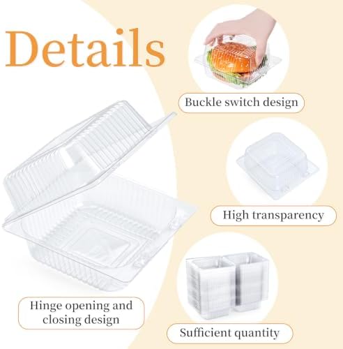Evnlo 300 Count Heavy Duty Clear Clamshell Food Containers Hinged with Lids
