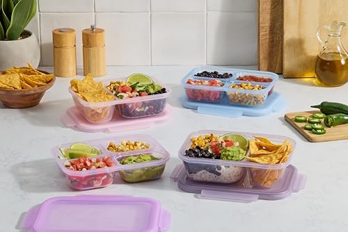 Ello Snap & Nest 2 Cup Divided Plastic Snack Containers, 10 Pc,Berry Fields