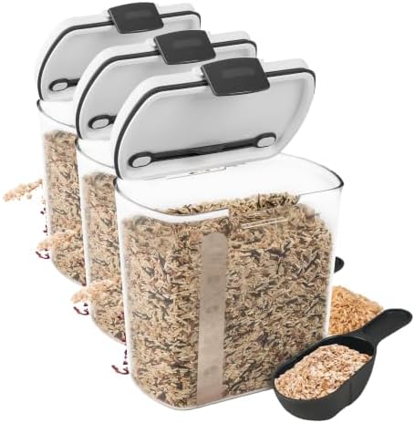 ProKeeper 2.5-Quart Grain Storage Container with Hinged Lid, Clear – BPA-Free, Airtight Seal, 5.5 x 7.65 x 7.25, 1 Piece (Pack of 3)