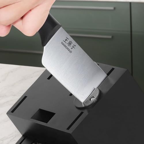 WANGMAZI 15-Pcs Knife Block Set, High Carbon Steel Ultra Sharp, Black