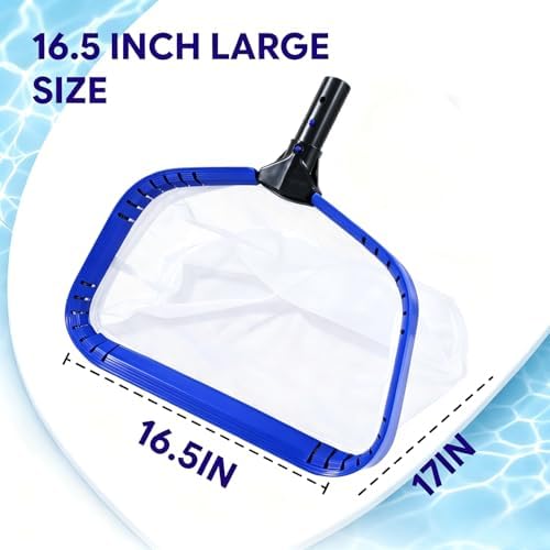 Heavy Duty Deep Bag Pool Skimmer Net, Professional Pool Leaf Rake with Fine Nylon Mesh & Sturdy Aluminum Frame, Fast Debris Removal for Inground & Above Ground Pools and Ponds, No Pole