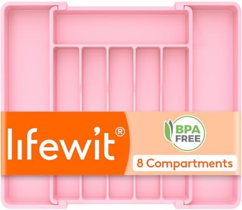Lifewit Expandable Silverware Drawer Organizer, Kitchen Utensil Tray