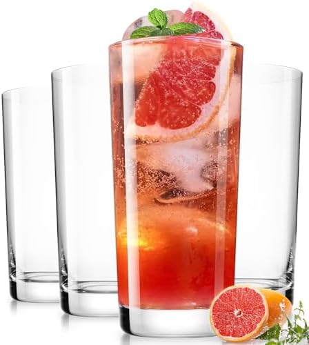 Drinking Water Glass Cups Set,Crystal Highball Glasses cups set of 4,16oz