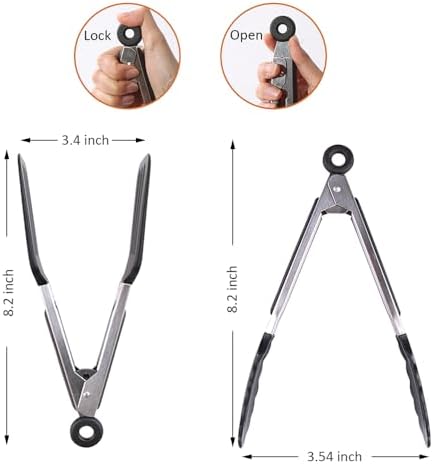 7 Inch Mini Silicone Serving Tongs with Silicone Tips Set of 2