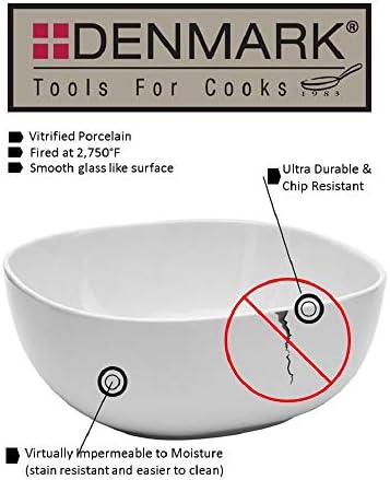 Denmark White Porcelain Chip Resistant Scratch Resistant Commercial Grade Serveware, 3 Piece Serving Bowl Set