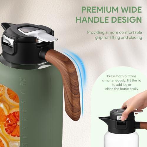 64 oz Glass Pitcher with Lid and Handle, Glass Carafe/Jug for Hot/Cold Water, Large Iced Tea Pitcher for Coffee, Juice and Homemade Beverage