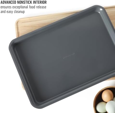 Calphalon Legacy 15 x 10 Inch PFA Free Nonstick Cookie Sheet Baking Pan in Blue, Durable Heavy Gauge Steel Bakeware for Even Heating, Oven Safe Baking Tray for Cookies and Roasting