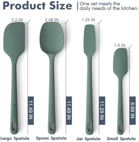 ChefAide 4 Pieces Silicone Spatulas Set, Heat Resistant Rubber Spatula