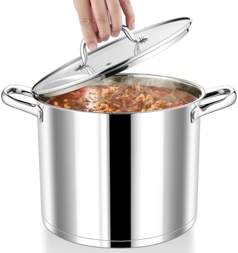 P&P CHEF 12 QT Stainless Steel Stock Pot with Lid, Cooking Pot for Soups