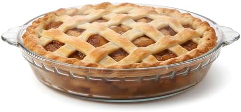 Uiifan 1 Pcs Mini Glass Pie Pan 9 Inches, Clear Baking Dish with Handles