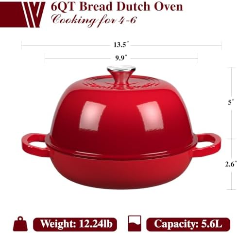 Umite Chef 6QT Enameled Dutch Oven for Sourdough Starter Kit
