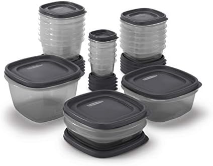 Rubbermaid EasyFindLids Food Storage Containers with SilverShield Antimicrobial Protection, 42-Piece Set, BPA-Free, Grey