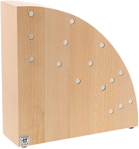 ZWILLING Round Magnetic Knife Block, Made in Italy, Natural Beechwood Kitchen Knife Holder, Contemporary Countertop Storage