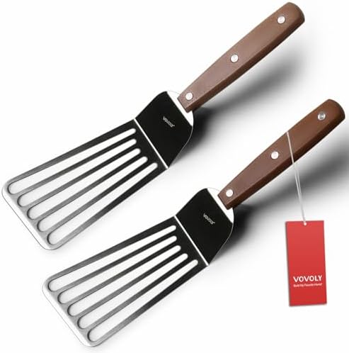 Offset Fish Spatula Turner, 2 Pack 13" Stainless Steel Slotted Spatulas