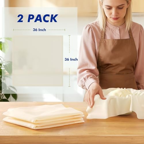 2 Yards Reusable Cheesecloth, Grade 100, Cheese Cloth for Straining Craft, 100% Cotton Unbleached Muslin Cloth Strainer for Cooking, Baking, Juicing, Cheese Making