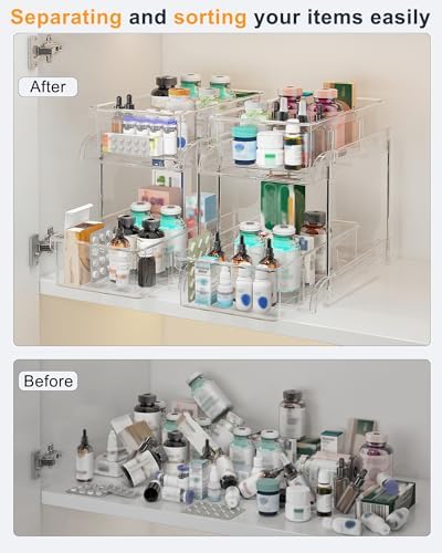 Sevenblue 2-Pack 2-Tier Under Sink Organizers with Sliding Drawers