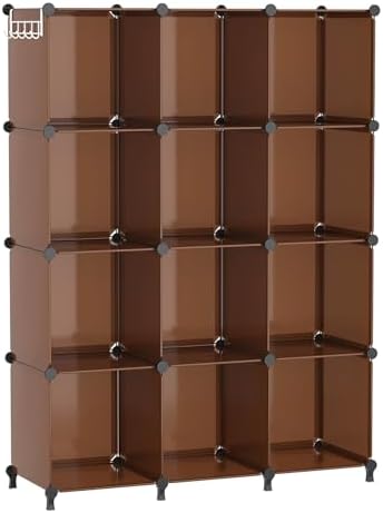 AWTATOS Closet Organizer, 12 Cube Storage Organizer Shelves, Cocoa Brown