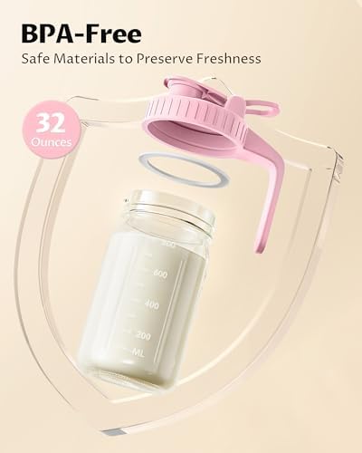 32oz Mason Jar Pitcher, Glass Breast Milk Pitcher with Lid