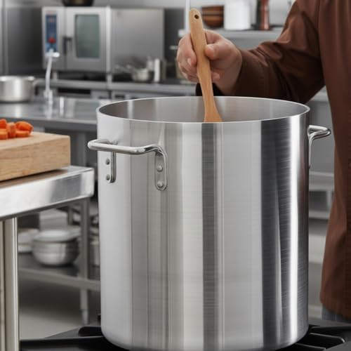 TrueCraftware- 40 qt. Heavy-Duty Aluminum Stock Pot with Riveted Handle 6mm Thickness-Multipurpose Pot Cookware Large Stockpot For Cooking Simmering Soup Stock Home Kitchen
